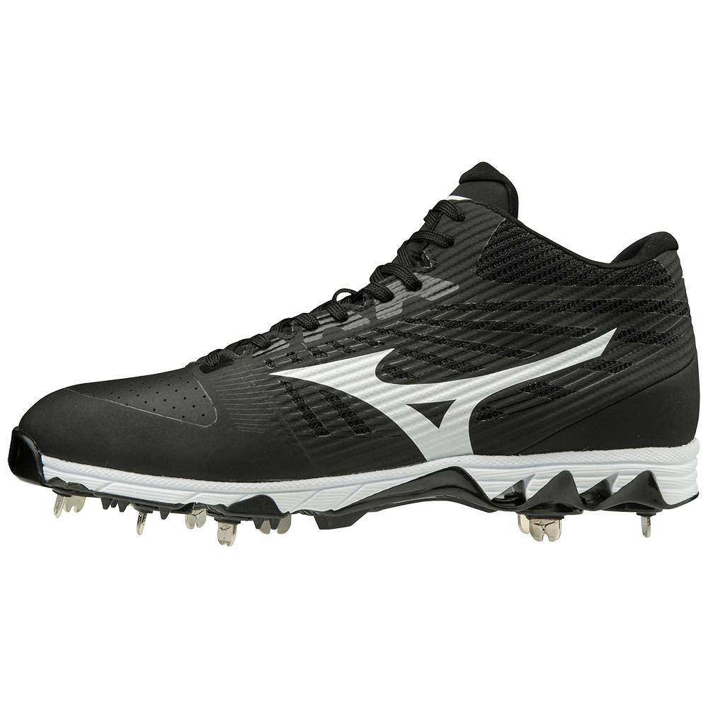 Tenis Baseball Mizuno 9-Spike Ambition Mid Metal - Homem - Pretas/Branco - DIWVH0721